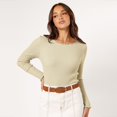 thumbnail image 1 of Round neck lace solid color slim fit simple commuter temperament slim top long sleeve, 1 of 5