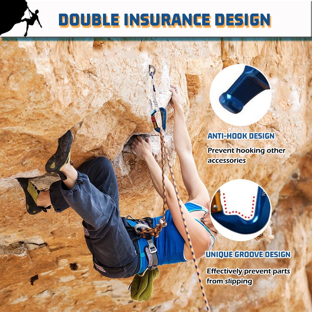 KANCOKIT 3Pack Screwgate Locking Carabiner D-Ring Clip Hook,  30KN Heavy Duty Carabiner Hook for Climbing Caving, Blue