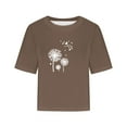 thumbnail image 3 of Women Drop Shoulder Round Neck Oversized Crop Tops Workout Tops Tees, 3 of 5