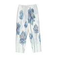 thumbnail image 4 of Bingfone Pajamas For Women,Pale Blue Lotus Flowers Pajama Pants With Pockets-Small, 4 of 9