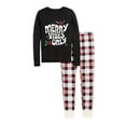 thumbnail image 2 of Little Boys Christmas Pajamas Sets for Toddler Cute Christmas Print 100% Cotton Tee and Pant 2-Piece Pj Set Long Sleeve Shirts Kid Clothing Black, 6 Years, 2 of 4