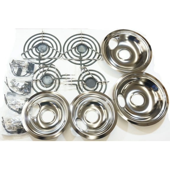 Stove Restoration Kit, Surface Elements, Receptacles, and Drip Pans, 2-6" & 2-8"
