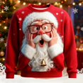 thumbnail image 2 of XIAOCHA Men's Crew Neck Sweatshirt Long Sleeve Surprised Santa Print Casual Pullover Top, Red, Sizes XXL, 2 of 3
