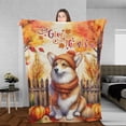 thumbnail image 3 of Happy Thanksgiving Corgi Give Thanks Fall Beanie Scarf Welcome Cozy Fleece Blanket Welsh Corgi Dog Lover Gifts Idea Warm Soft Throw Blanket - 00020, 3 of 5