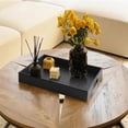 thumbnail image 4 of HofferRuffer Rectangle Serving Tray, Breakfast Tray with Hole Handles for Coffee Table, Tea, Food, Counter Desktop, Kitchen, 16.2 x 12.2 x 2 inches (Black Croco), 4 of 8
