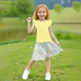 thumbnail image 6 of ZACPNCV Girls Ruffle Sleeve T Shirts Summer Short Sleeve Casual Cute Crewneck Tops Tees Yellow 3-4 Years, 6 of 9