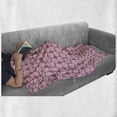 thumbnail image 6 of Floral Soft Flannel Fleece Blanket, Pattern of Deformed Circles in Repeat with Doodle Geometric Lines Round Spots, Cozy Plush for Indoor and Outdoor Use, 70" x 90", Magenta and Cream, by Ambesonne, 6 of 6
