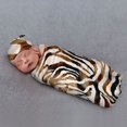 Honeii Watercolor Zebra Print Swaddle Blanket and Hat Set Newborn