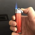 thumbnail image 6 of 3 Pcs Jet Blue Flame Metal Cigar Cigarette Lighter Windproof Refillable Butane Gas Fuel Viewable with Electric Wire Ignition Protection - Aomai Red, 6 of 6