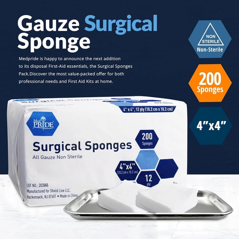 MedPride Gauze Pads, 4" x 4", 12-Ply, 200-Count photo 2