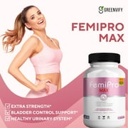 FemiPro MAX Women’s Urinary Support Supplement, Extra Strength Bladder Control with Cranberry, Hibiscus & Dandelion, Vegan & Gluten-Free, 120 Capsules