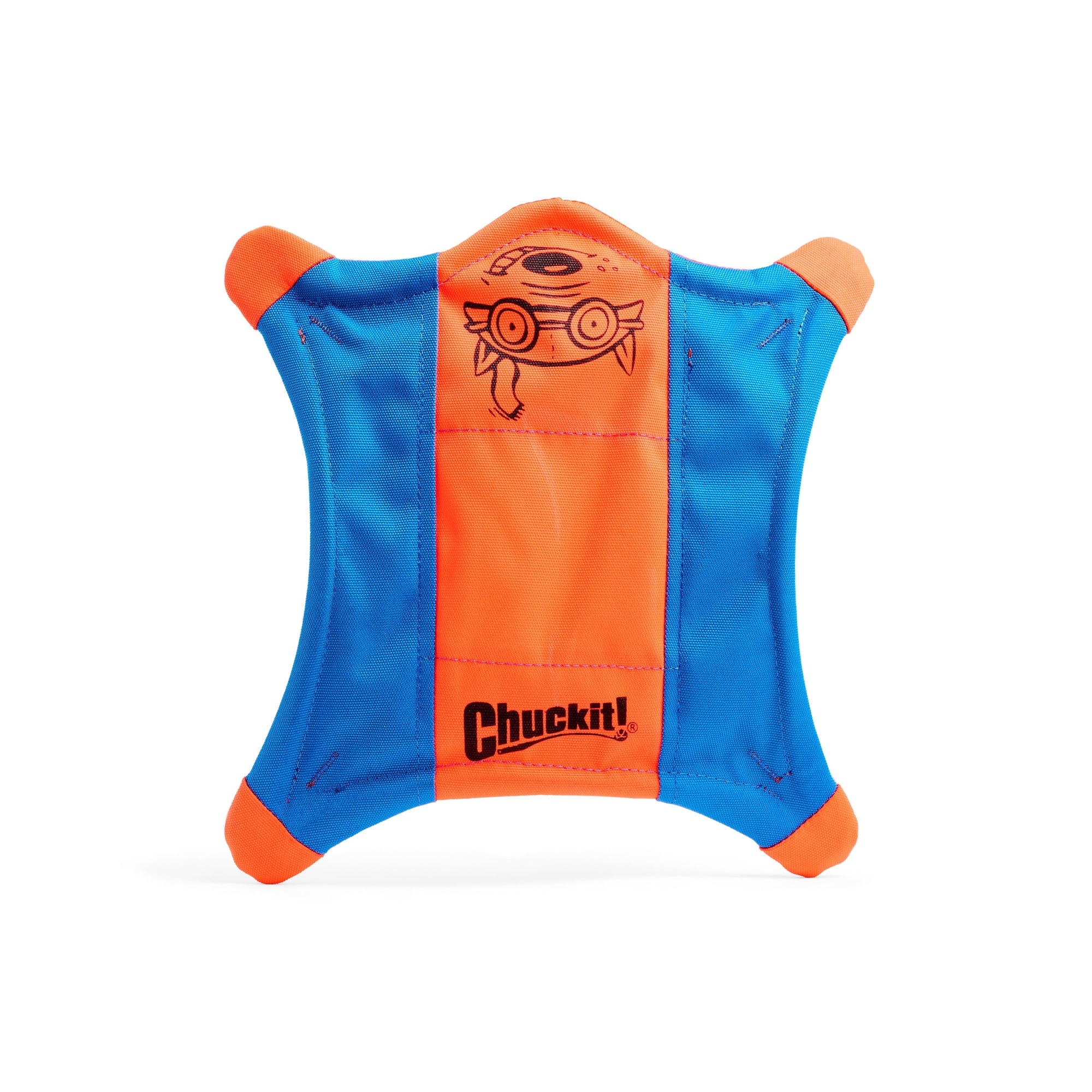 Chuckit! Flying Squirrel Canvas Fetch Disc Dog Toy, Large 11" for Breeds 60 lb+, Pack of 1, Orange and Blue