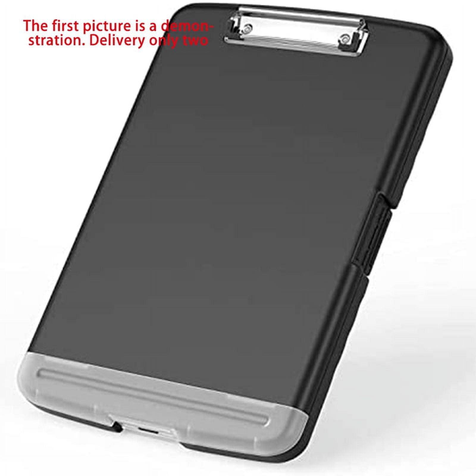 2Pack Clipboard with Storage,A4 Size High Capacity Nursing Clipboards,Heavy Duty Office Clipboard Folder with Metal Clip,2 x Storage Clipboard,Black