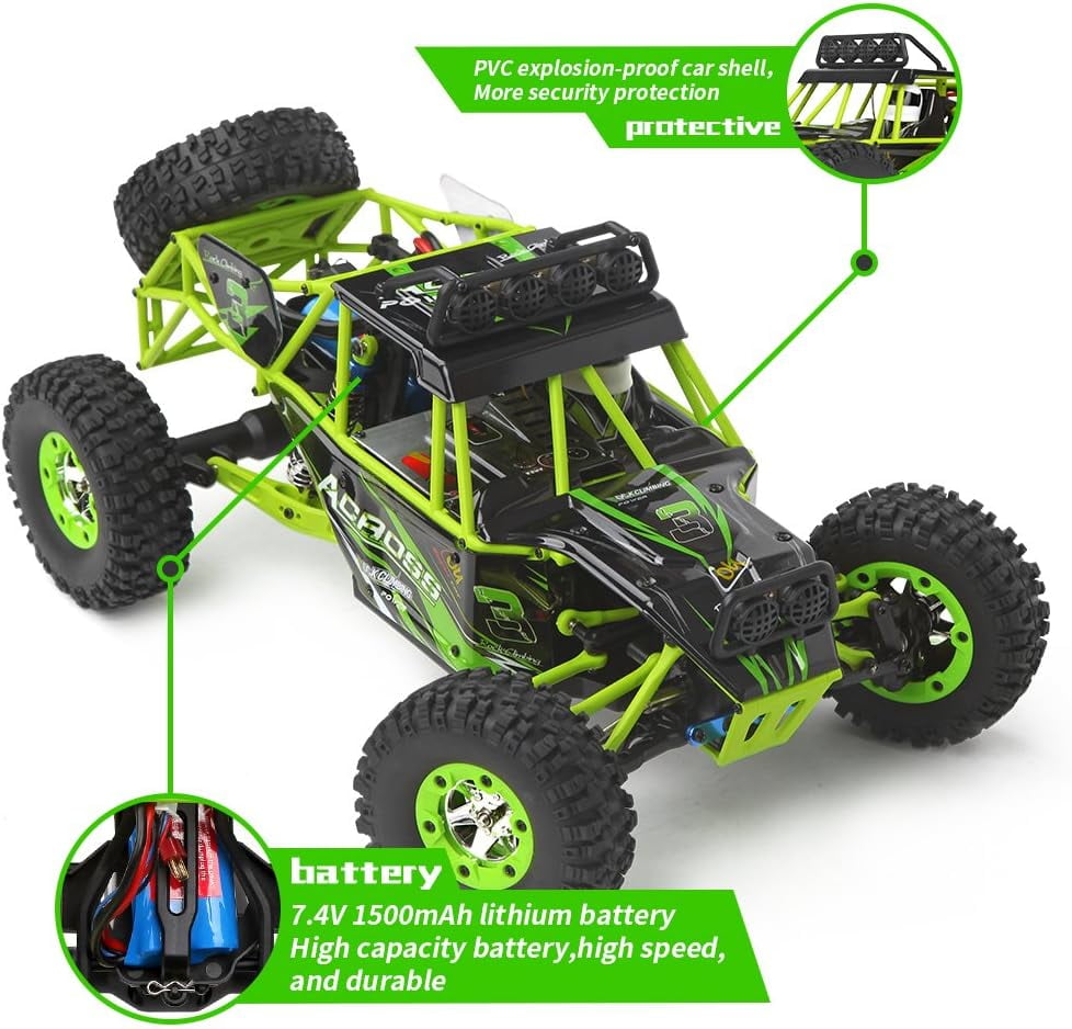 RC Cars Crawlers 1/12 Scale 2.4G 4WD High Speed Electric All Terrain Off-Road Rock Climbing  wltoys Buggy RTR for Kids and Adults