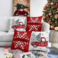 thumbnail image 5 of Christmas Tree Truck Decorations Pillow Covers 18x18 Set of 2, Cotton Linen Reversible Throw Pillows Covers for Outdoor Couch Sofa Living Room, Buffalo Plaid Snowflake Couch Pillows Cushion Cover, 5 of 6
