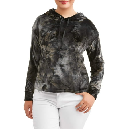 Juniors' Plus Size Printed Tie-Dye Pullover Hoodie