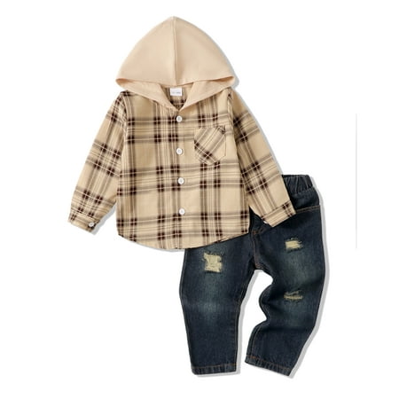 Toddler Baby Boy Clothes Outfits Baby Boy Sweatshirt Denim Jeans Fall Winter Pants Set Toddler Clothes for Boys 18-24 Months