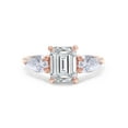 thumbnail image 2 of 2 2/5 Carat 8X6MM Emerald & 6X4MM Pear Cut Lab Created Moissanite Diamond 3-Stone Engagement Ring For Women In 14K Rose Gold Over Sterling Silver (G-H Color, VVS1 Clarity, 2.40 Cttw)-5.5, 2 of 7
