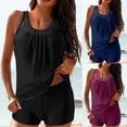 thumbnail image 2 of Vhkiploz 2 Piece Tankini Swimsuit for Women Gradient Color Racerback Tank Top with Boyshort Summer Swimwear Beach Pool Party Outfit Conservative Bathing Suit Pure Navy S, 2 of 8