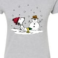 thumbnail image 3 of Peanuts - Snoopy Woodstock Snowman - Juniors Fitted Graphic T-Shirt, 3 of 6