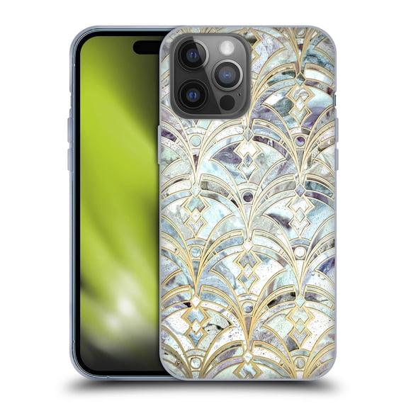 Head Case Designs Officially Licensed Micklyn Le Feuvre Marble Patterns Pale Bright Mint And Sage Art Deco Marbling Soft Gel Case Compatible with Apple iPhone 14 Pro Max