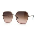 thumbnail image 5 of Womens Bling Rhinestone Brow Trim Rectangle Butterfly Metal Rim Sunglasses Gold Coral - Brown, 5 of 8