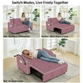 thumbnail image 6 of Convertible Pink Sofa Bed with Cup Holders & USB Ports for Small Spaces, 6 of 10
