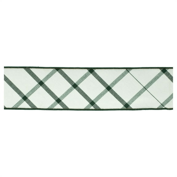 Melrose 95764DS 4 in. x 5 yards Wired Polyester, White & Green