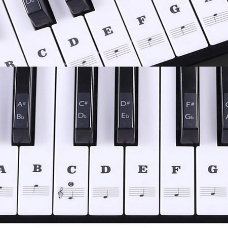 Piano Keyboard Stickers for 88/61/54/49/37 Key Bold Large Letter Piano Stickers for Learning Removable Piano Keyboard Letters Notes Label for Beginners and Kids