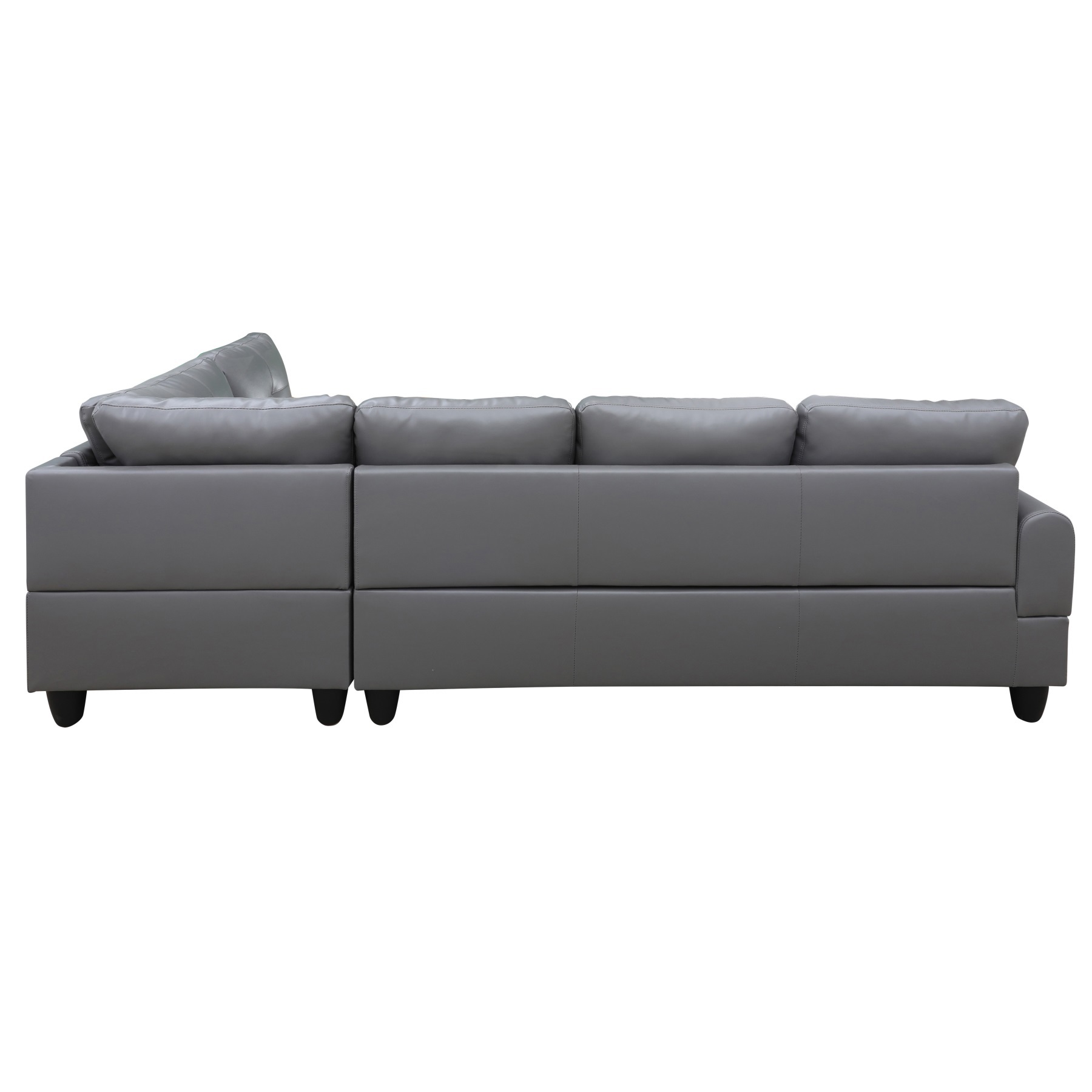 Hommoo Faux Leather L Shaped Sectional Couch and Sofa Set, Modern Living Room Furniture Set, Right Side, Dark Grey