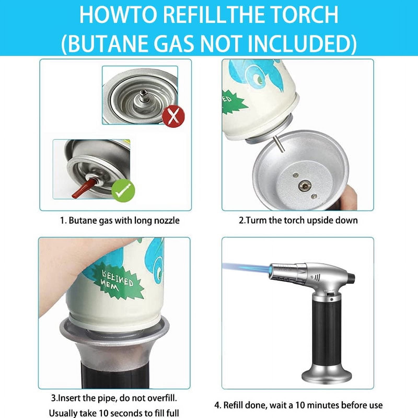 BUSATIA Butane Torch,Professional Kitchen Cooking Torch with Lock Adjustable Flame Refillable Mini Blow Torch Lighter for BBQ,Baking,Brulee Creme,Crafts and Soldering-Butane Gas Not Included