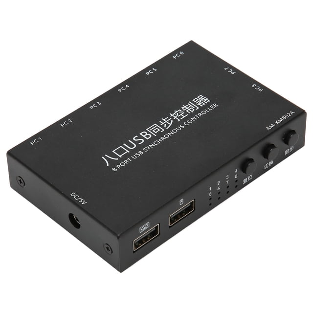 USB Synchronizer, High Speed USB KVM Switch 8 Ports Plug and Play Hotkey Switching for Office
