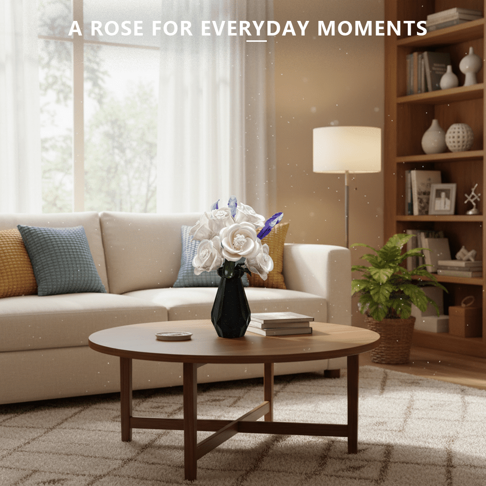 TodayStore Rose Flower Building Sets, Botanical Collection Artificial Bouquet Bricks for Home Decor, Holiday Gift for Women & Valentine's Day 255 PCS (White).