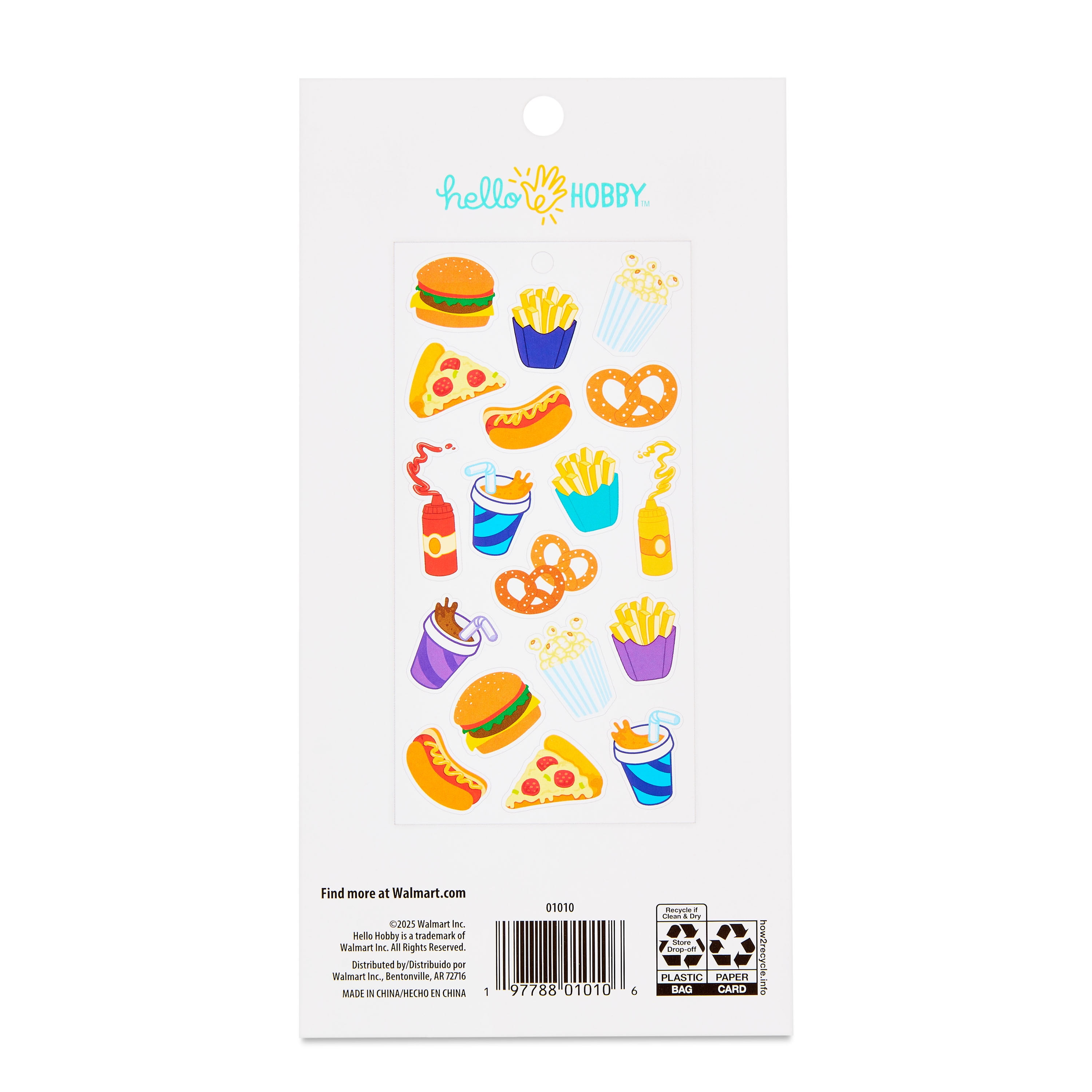 Hello Hobby Fast Food Themed Stickers – Multicolor, 18 Count