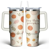 Pumpkin Leaves in Autumn 30 Oz Tumbler with Handle Lid and Straw, Stainless Steel Double Walled Vacuum Insulated Cup, Cute Birthday Gifts Tumbler for Women Men Friends