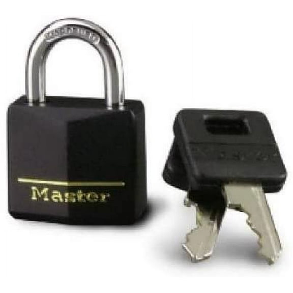 Master Lock 131D 1-3/16 in. Solid-Brass Keyed Padlock, Black Covered Keyhead - Quantity 4