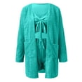 thumbnail image 4 of qolati Women's 3 Piece Outfit Warm Fuzzy Pajamas Sets Sherpa Cardigan Outwear Sleeveless Crop Tops Shorts Nightwear Set Comfy Loungewear Pjs Sets, 4 of 4