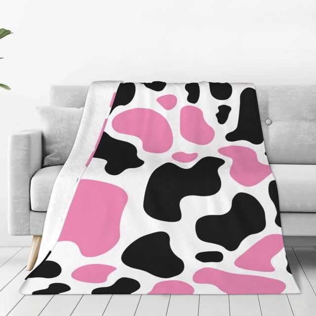 Fotbe Cow Spots Manta de Franela Acolchonada con Estampado, Súper Suave y Esponjosa, Extra Grande para Sofá, Cama, Uso Todo el Año-50"x40"