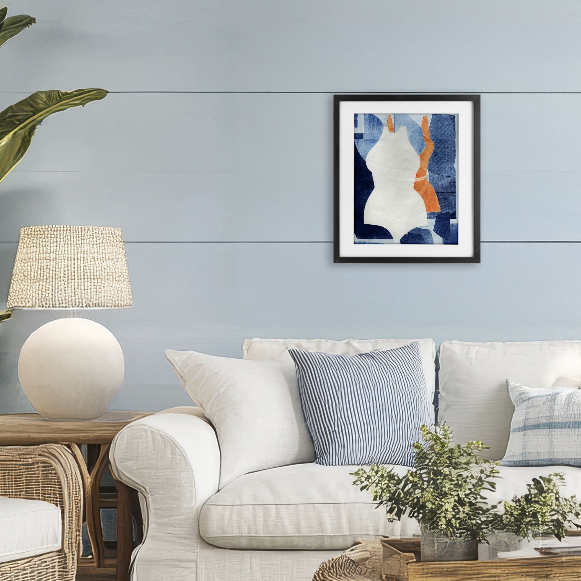 Stupell Industries Abstract Fashion Shapes Blue Black Framed Print Under Glass, design by Stacy Milrany