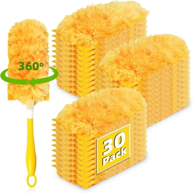 CUITING 30 Pack 360 Dusters Refills for Dusters Unscented Heavy Duty Duster Kit Disposable Dusters Refills with 1 Handle for Cleaning Furniture Blinds Ceiling Fans