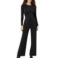 thumbnail image 4 of Women's 2026 Matching Sets Long Sleeve Tops Wide Leg Pants Casual Two Piece Lounge Outfits, 4 of 4