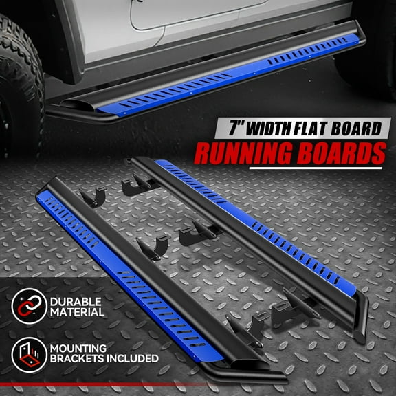 Nuvision for 18-24 Jeep Wrangler JL Side Nerf Bar Running Board W/Blue Dropped Step Plate