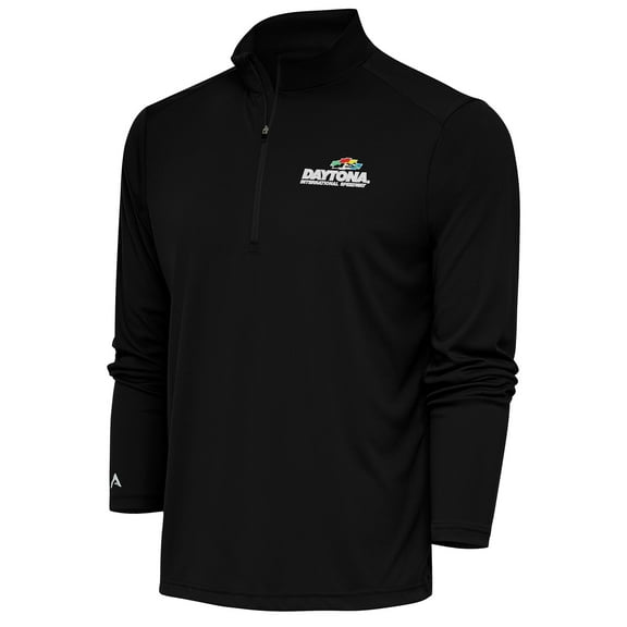 Men's Antigua Black Daytona International Speedway Tribute Quarter-Zip Pullover Top