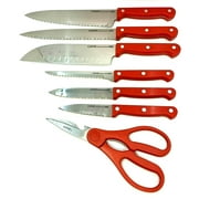 GINSU Kiso 7 piece Knife Set Red Dishwasher Safe Stainless Steel Blade