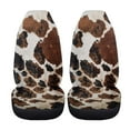 thumbnail image 3 of Garronmavis Fuzzy Car Seat Covers Brown Cow Patterns 2 Piece Vehicle Seat Car Seats Covers Fit Most Cars Cozy Car Seat Cover Cushion, 3 of 7