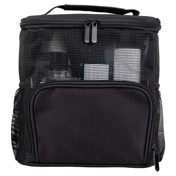 Bolsa de tela Oxford para cosméticos, neceser resistente al agua con cremallera para colgar cosméticos Negro