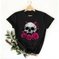 thumbnail image 4 of Drses‌‌ ‌‌‌Women's Gothic Halloween Tee - Vintage Skull & Roses Print 100% Cotton Graphic Short Sleeve Tee, 4 of 4