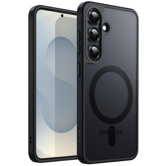 JETech Magnetic Case for Samsung Galaxy S25 5G, Compatible with MagSafe, Translucent Matte Back Shockproof Phone Cover (Black)