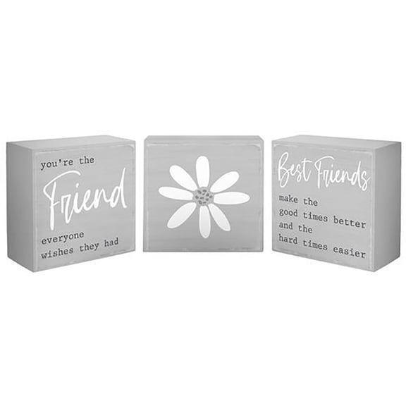Malden International Designs 3 Piece 4x4 Block Stories Gray Sign Gift Set