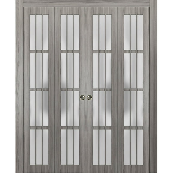 Sliding Closet Double Bi-fold Doors | Felicia 3312 Ginger Ash with Frosted Glass